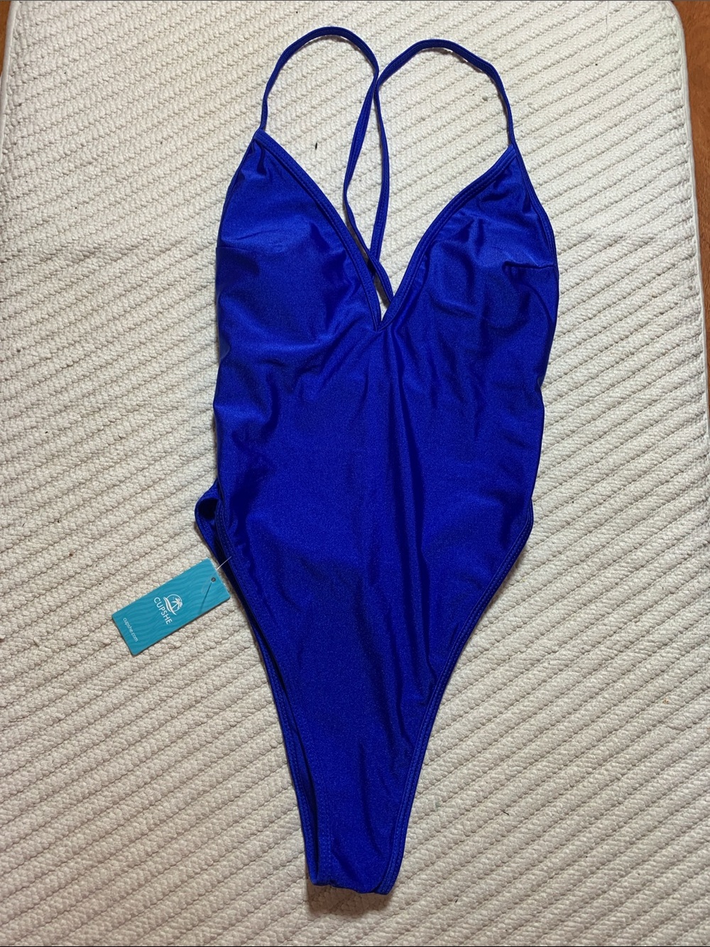 NWT CUPSHE Royal Blue V-Plunge One-Piece Swimsuit, Size S